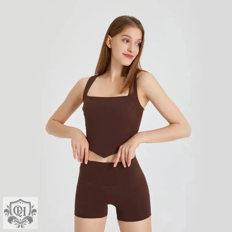 Square Collar Yoga Bra - Shockproof Sports Vest