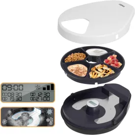 UBPET Cat Wet Food Automatic Feeder with Cooling, Semiconductor Refrigeration, with Timer, 5 Food Compartments for 330g Pet Food Each, Premium Meal Plates, Washable, for Cats