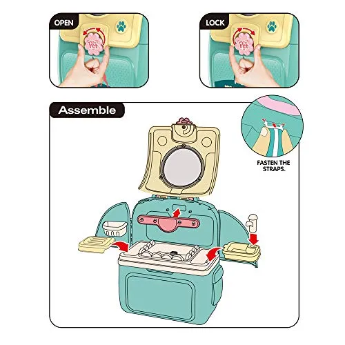 Veterinarian role play doctor case educational toy with backpack toy