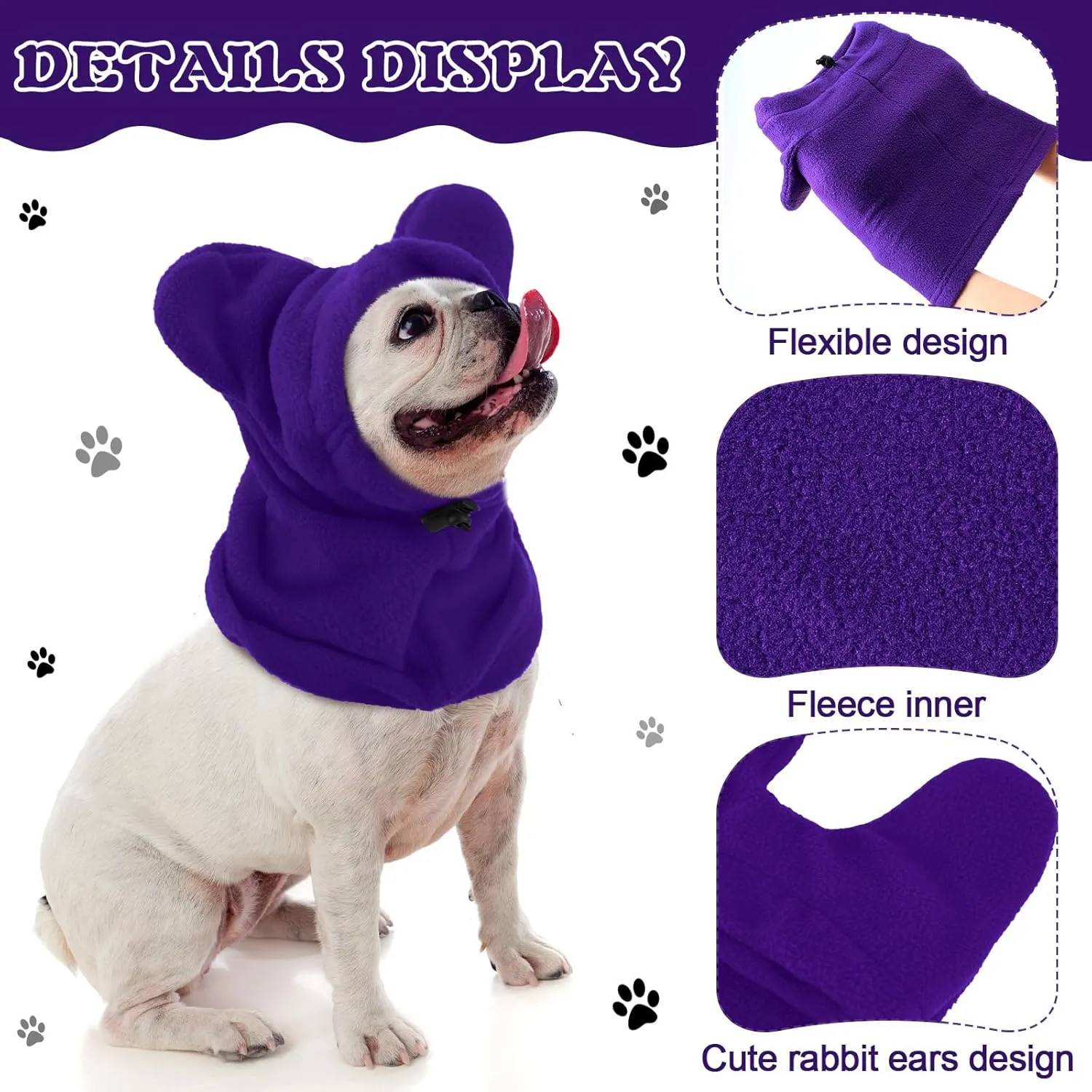 Winter Dog Hats Quiet Ears for Dogs Ear Muffs Pet Neck Warmer Scarf Hoodie Noise Protection Cover Beanie Head Wrap Costume for Medium to Large Pet Cats