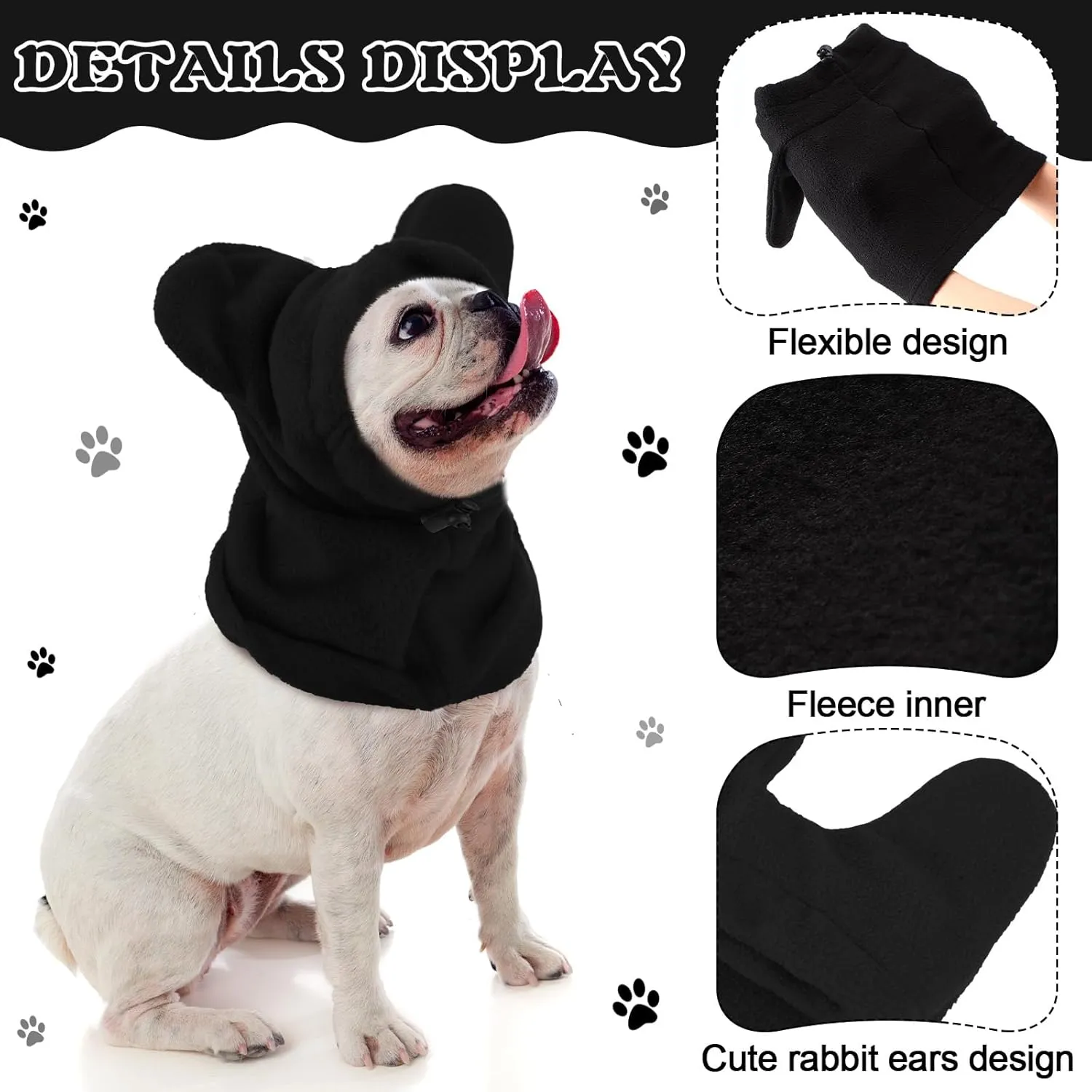Winter Dog Hats Quiet Ears for Dogs Ear Muffs Pet Neck Warmer Scarf Hoodie Noise Protection Cover Beanie Head Wrap Costume for Medium to Large Pet Cats