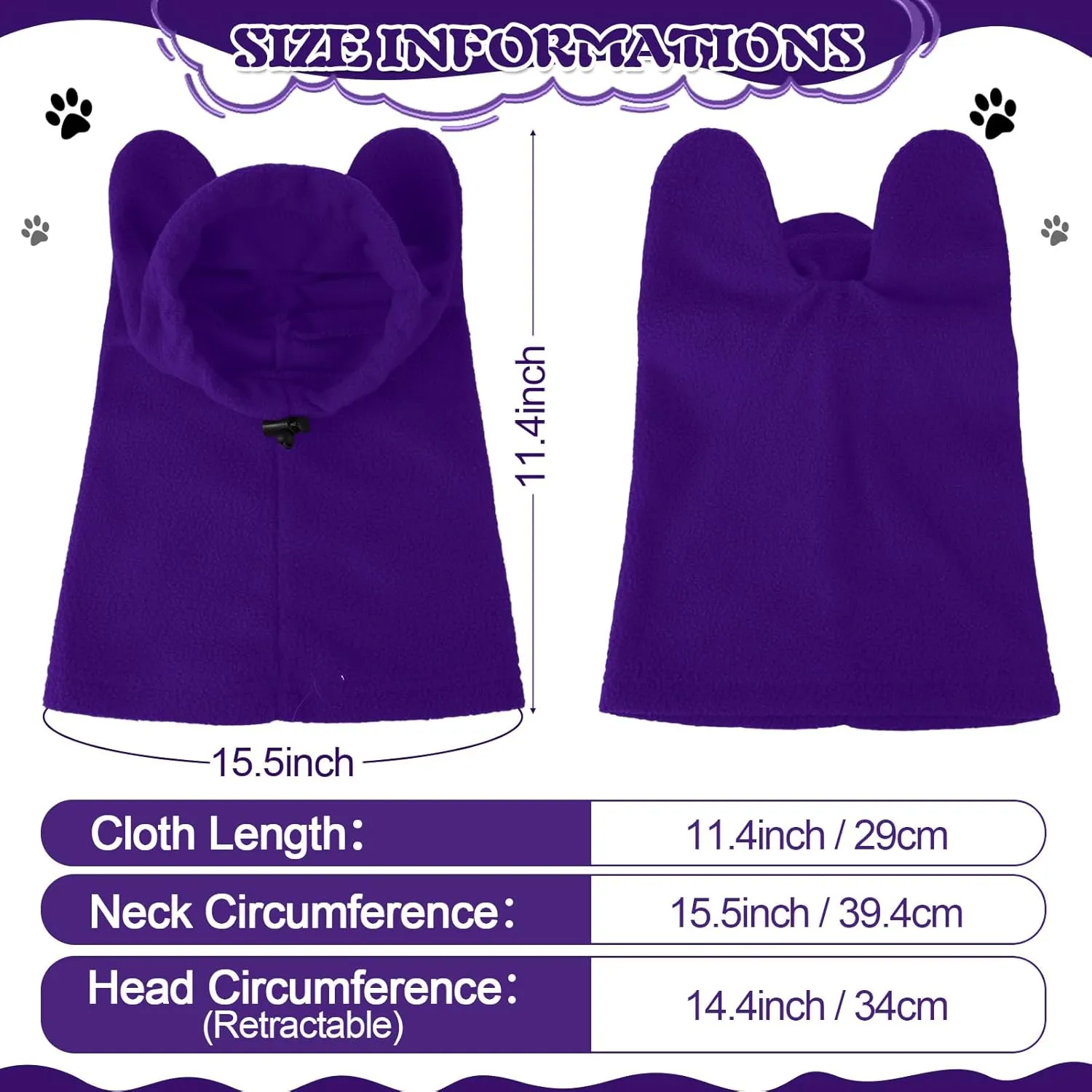 Winter Dog Hats Quiet Ears for Dogs Ear Muffs Pet Neck Warmer Scarf Hoodie Noise Protection Cover Beanie Head Wrap Costume for Medium to Large Pet Cats