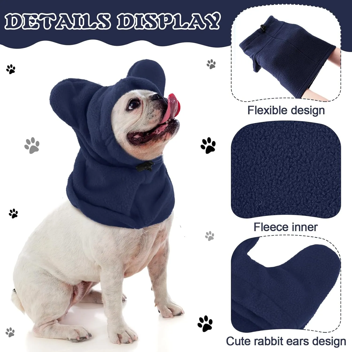 Winter Dog Hats Quiet Ears for Dogs Ear Muffs Pet Neck Warmer Scarf Hoodie Noise Protection Cover Beanie Head Wrap Costume for Medium to Large Pet Cats
