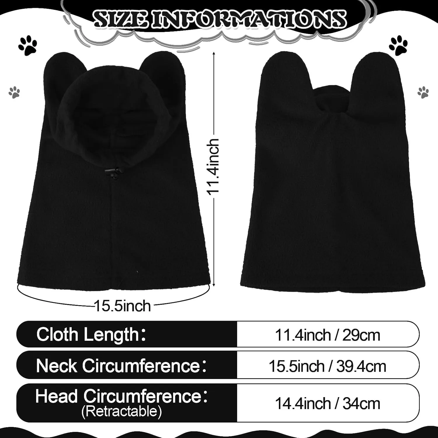 Winter Dog Hats Quiet Ears for Dogs Ear Muffs Pet Neck Warmer Scarf Hoodie Noise Protection Cover Beanie Head Wrap Costume for Medium to Large Pet Cats
