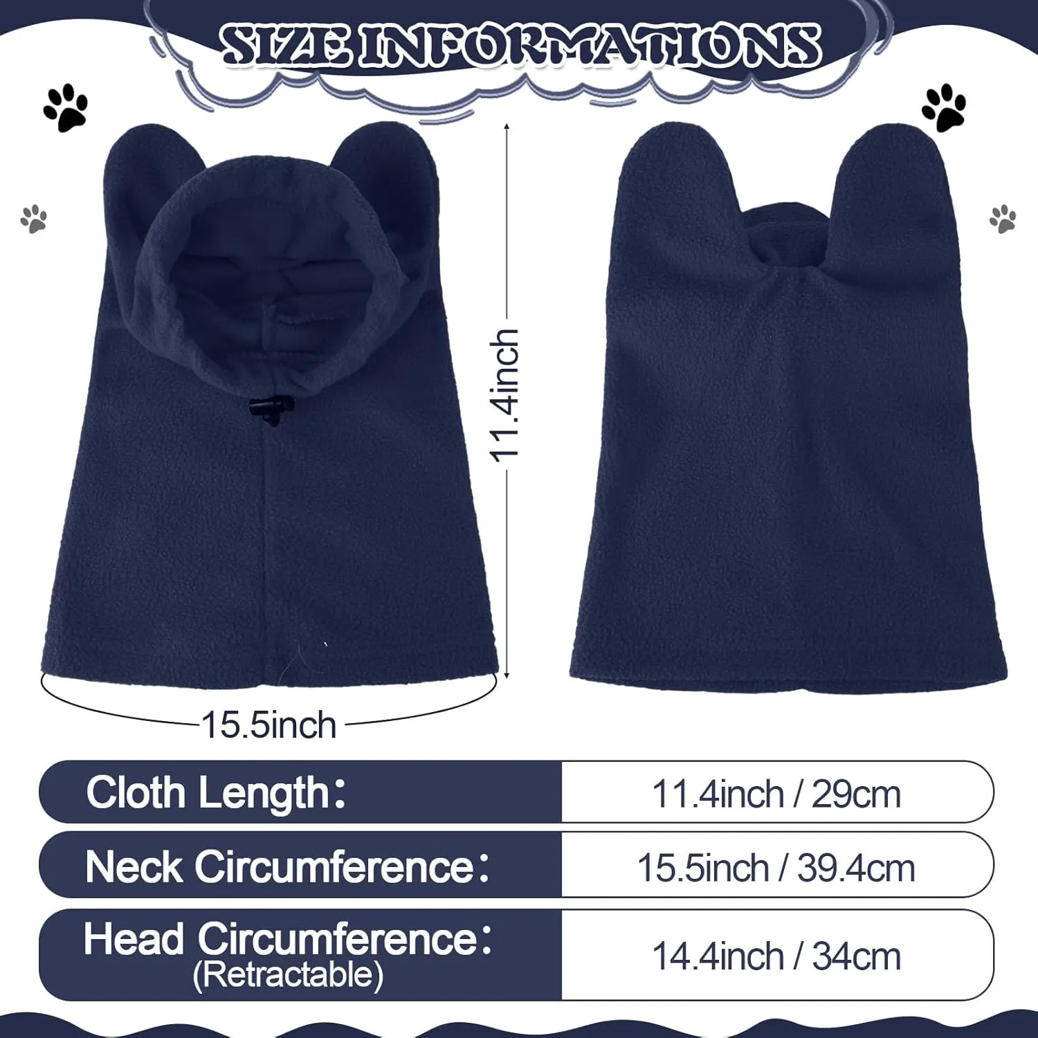 Winter Dog Hats Quiet Ears for Dogs Ear Muffs Pet Neck Warmer Scarf Hoodie Noise Protection Cover Beanie Head Wrap Costume for Medium to Large Pet Cats