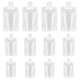 YASUOA 12 Pieces Travel Size Refillable Empty Squeeze Pouch, TSA Approved Stand Up Pouch for Toiletry, Lotion Shampoo Shower Gel Squeezable Bags, Leakproof Cosmetic Containers (30ml/50ml/100ml)