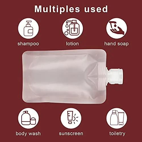 YASUOA 12 Pieces Travel Size Refillable Empty Squeeze Pouch, TSA Approved Stand Up Pouch for Toiletry, Lotion Shampoo Shower Gel Squeezable Bags, Leakproof Cosmetic Containers (30ml/50ml/100ml)