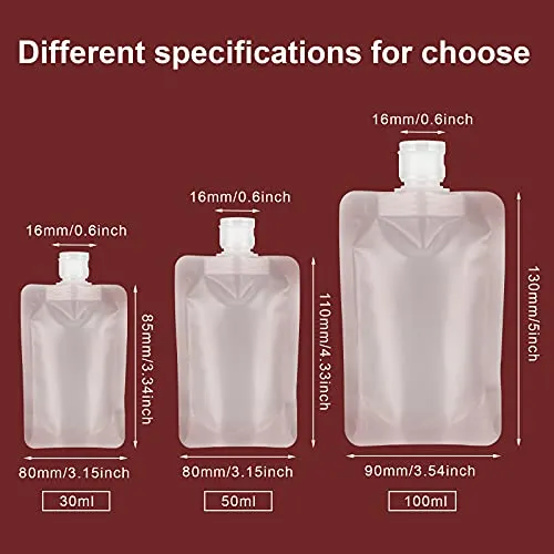 YASUOA 12 Pieces Travel Size Refillable Empty Squeeze Pouch, TSA Approved Stand Up Pouch for Toiletry, Lotion Shampoo Shower Gel Squeezable Bags, Leakproof Cosmetic Containers (30ml/50ml/100ml)